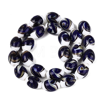 Handmade Gold Sand Lampwork Beads Strands LAMP-Q041-09A-1