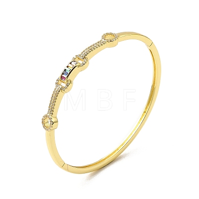 Rectangle & Donut Colorful Cubic Zirconia Hinged Bangle BJEW-G659-02G-1