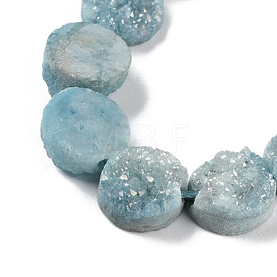 Electroplated Natural Druzy Agate Beads Strands G-M433-01I-1