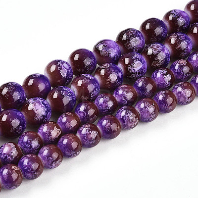 Baking Paint Glass Beads Strands DGLA-N008-8mm-03-1