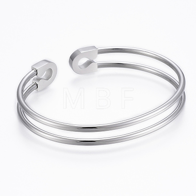 Trendy 304 Stainless Steel Torque Cuff Bangles BJEW-H703-17P-1