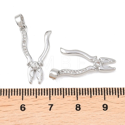 Brass Micro Pave Clear Cubic Zirconia Pendants KK-G549-16A-P-1