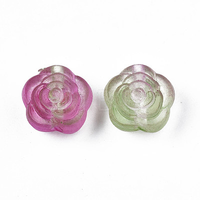 Two Tone Spray Painted Transparent Acrylic Beads X-ACRP-S679-39-1