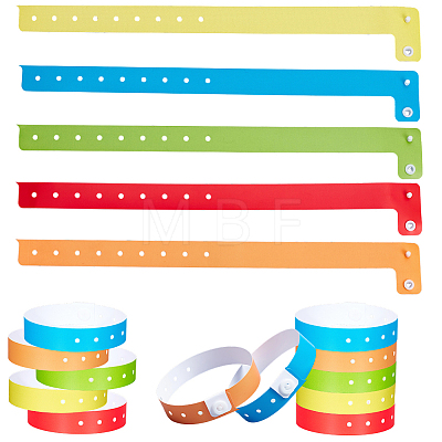 50Pcs 5 Colors PVC Disposable Wristbands BJEW-GF0001-42-1