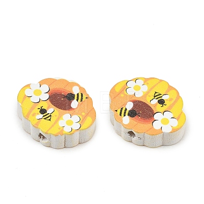 Printed Poplar Wood Beads WOOD-Z008-01M-1