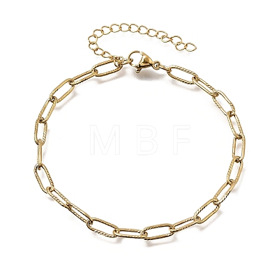 4MM 304 Stainless Steel Textured Paperclip Chain Bracelets for Man and Women SA-CBAB767-11G-1