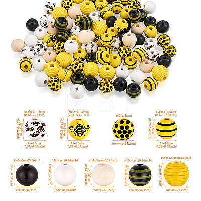 Kissitty DIY Bee Wooded Ornaments Kit DIY-KS0001-28-1