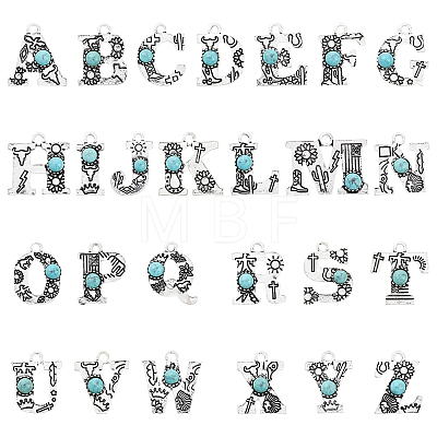 26Pcs 26 Styles Synthetic Turquoise & Alloy Pendants FIND-YW0006-63-1