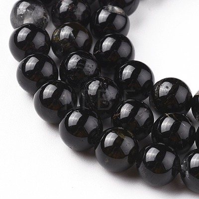 Natural Black Tourmaline Beads Strands G-F666-05-6mm-1