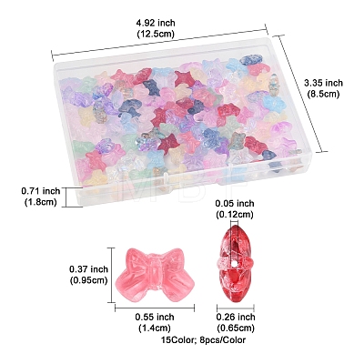 120Pcs 15 Colors Transparent Spray Paint Glass Beads GLAA-FS0002-12B-1
