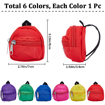 Gorgecraft 6Pcs 6 Colors Casual Mini Cloth Doll Backpack AJEW-GF0008-36A-1
