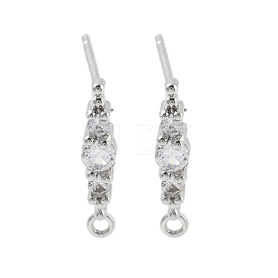 Brass Clear Cubic Zirconia Stud Earring Findings KK-A238-02C-P-1