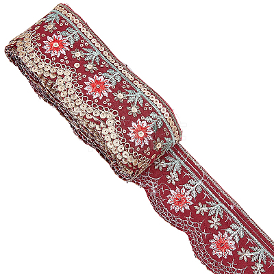 7.5Yards Vintage Jacquard Polyester Lace Ribbon SRIB-CY0001-42A-1