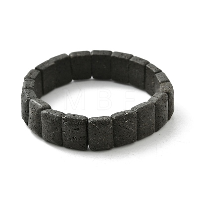 Rectangle Frosted Natural Lava Rock Bead Stretch Bracelets for Women Men BJEW-C097-03B-1