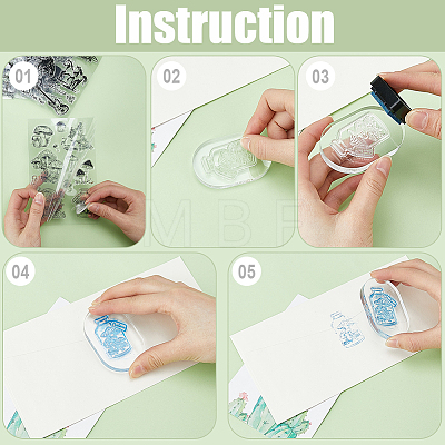 CRASPIRE 5 Sheets 5 Styles PVC Plastic Stamps DIY-CP0010-11-1