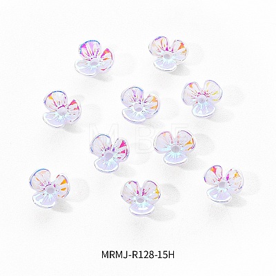 Electroplated 3-petal Flower Resin Cabochons MRMJ-R128-15H-1