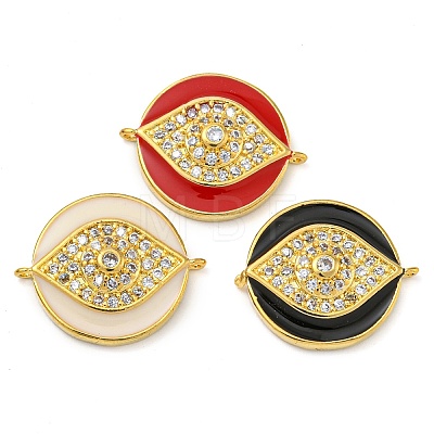 Rack Plating Brass Micro Pave Clear Cubic Zirconia Eye Connector Charms KK-Z063-20G-1