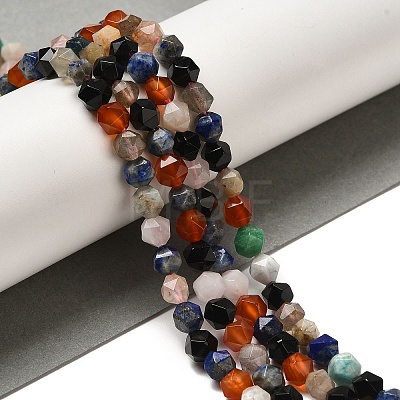 Natural Carnelian/Lapis Lazuli/Labradorite/Amazonite/Apatite Beads Strands G-K382-A01-01-1