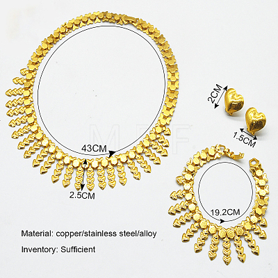 Alloy Chain Necklaces & Stud Earrings & Bracelets Sets FS-WG5EDEB-11-1
