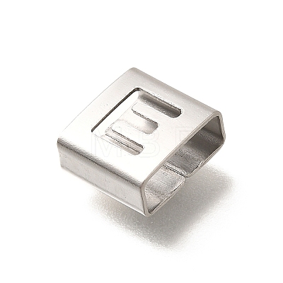 Letter Style 304 Stainless Steel Square Slide Charms STAS-L132-25E-1