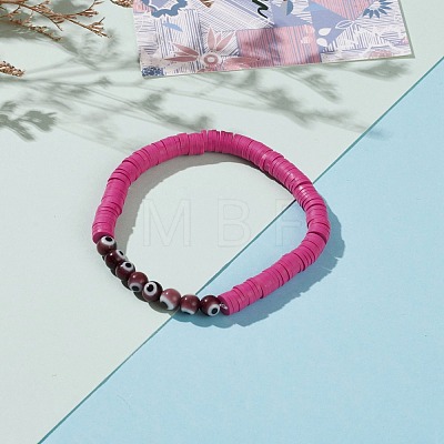 Polymer Clay Heishi Beads Stretch Bracelets BJEW-JB05905-02-1
