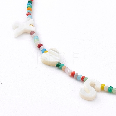 Natural Shell Mixed Letter Pendant Necklaces NJEW-JN03346-1