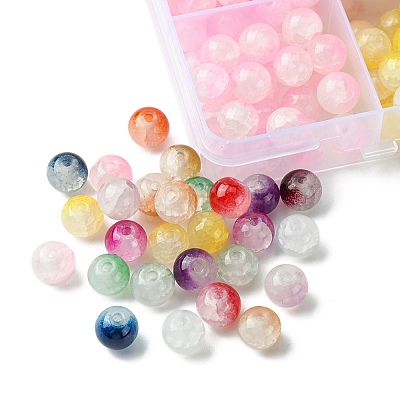 375Pcs 15 Colors Crackle Baking Painted Imitation Jade Glass Beads Sets DGLA-FS0001-06-1