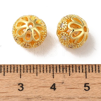 Rack Plating Brass Pave Cubic Zirconia Beads KK-M285-32A-G-1