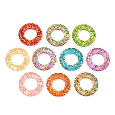 Baking Paint and Golden Metal Enlaced Glass Beads X-DGLA-T004-13M-1