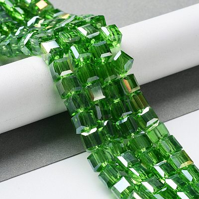 Electroplate Glass Beads Strands EGLA-R030-8x8mm-M-1