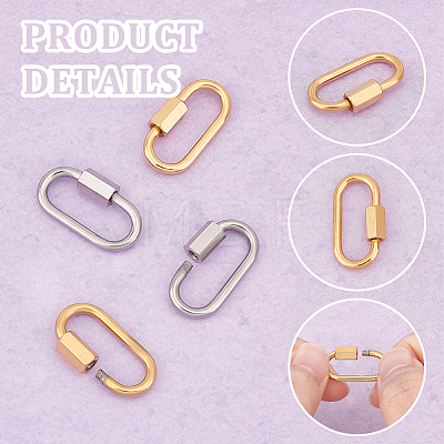 Unicraftale 4Pcs 2 Colors 304 Stainless Steel Screw Carabiner Lock Charms STAS-UN0047-25-1
