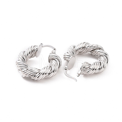 Brass Twist Rope Shape Hoop Earrings for Women EJEW-F303-07P-1