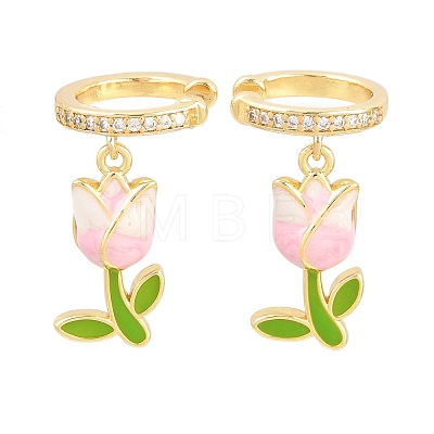 Valentine's Day Brass Clear Cubic Zirconia Cuff Earrings EJEW-Z164-09G-1