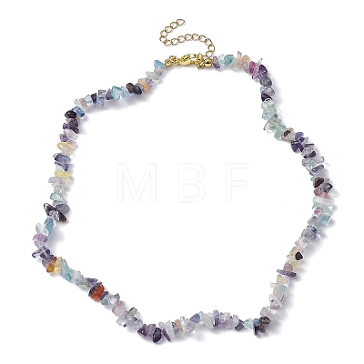 Natural Fluorite Chip Beaded Necklace NJEW-JN04616-11-1