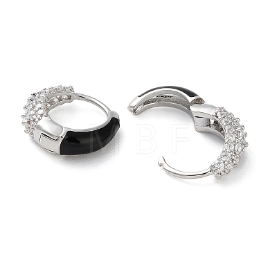 Brass Micro Pave Clear Cubic Zirconia Hoop Earrings for Women LS-EJEW-S234-07P-01-1