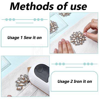 4Pcs Glass Rhinestone Flower Wedding Dress Accessories STIC-FG0001-11A-1