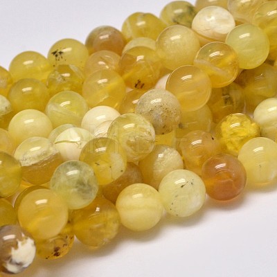 Natural Yellow Opal Round Bead Strands G-M296-02-8mm-1
