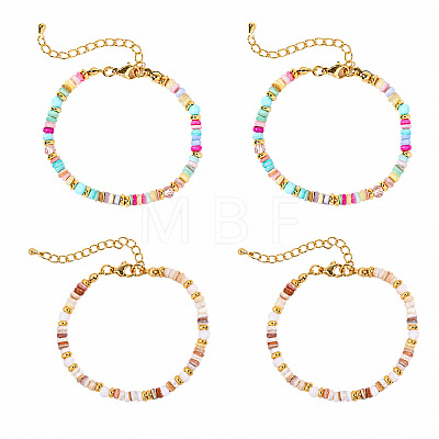 2 Colors Bohemian Dyed Natural Shell Heishi Beaded Bracelet Sets MF5991-8-1