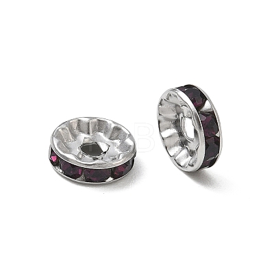 304 Stainless Steel Rhinestone Spacer Beads RB-CBA18B7-01P-14-1