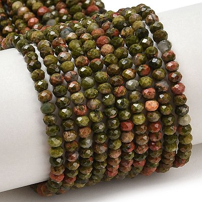 Natural Unakite Beads Strands G-D347-B08-1