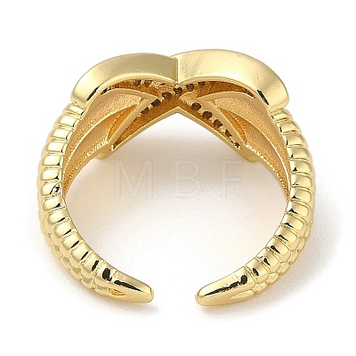 Rack Plating Brass Micro Pave Cubic Zirconia Cuff Finger Rings for Women RJEW-C114-15C-G-1