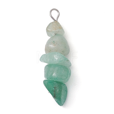 Gradient Color Natural Green Aventurine & Natural Prehnite & Natural Malachite Chip Beaded Pendants PALLOY-JF02791-05-1