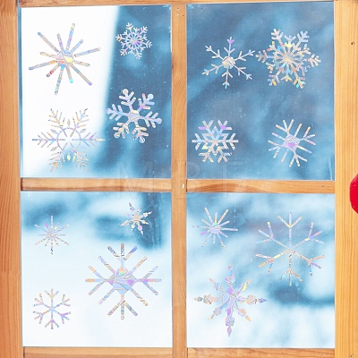 Snowflake Rainbow Prism Electrostatic Window Stickers PW-WG5AC36-01-1