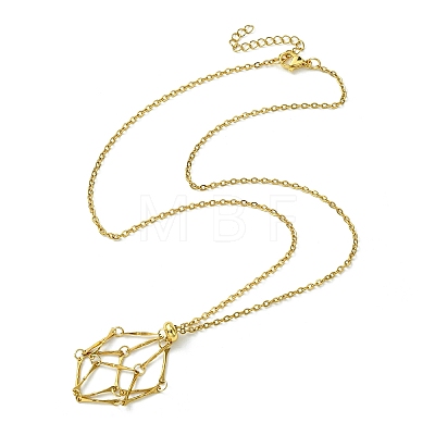 Crystal Cage Holder Necklace NJEW-JN04606-01-1