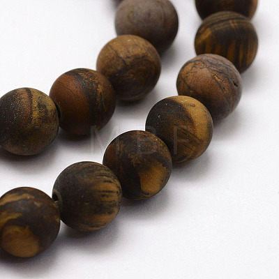 Frosted Natural Tiger Eye Beads Strands X-G-F364-18-8mm-1