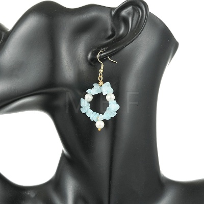 Natural White Jade Beaded Dangle Earrings EJEW-JE07215-02-1