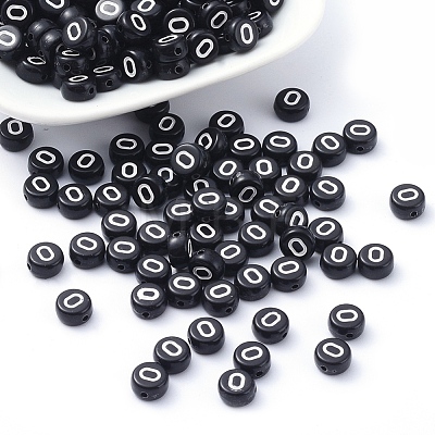 Black Acrylic Letter Beads MACR-D281-15-1