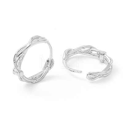 Twisted Rhodium Plated 925 Sterling Silver Small Huggie Hoop Earrings EJEW-I260-37P-1