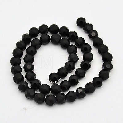 Frosted Glass Round Bead Strands GLAA-L002-01-8mm-1