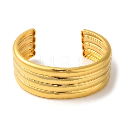 Rack Plating Brass Grooved Open Cuff Bangles BJEW-S150-01G-1